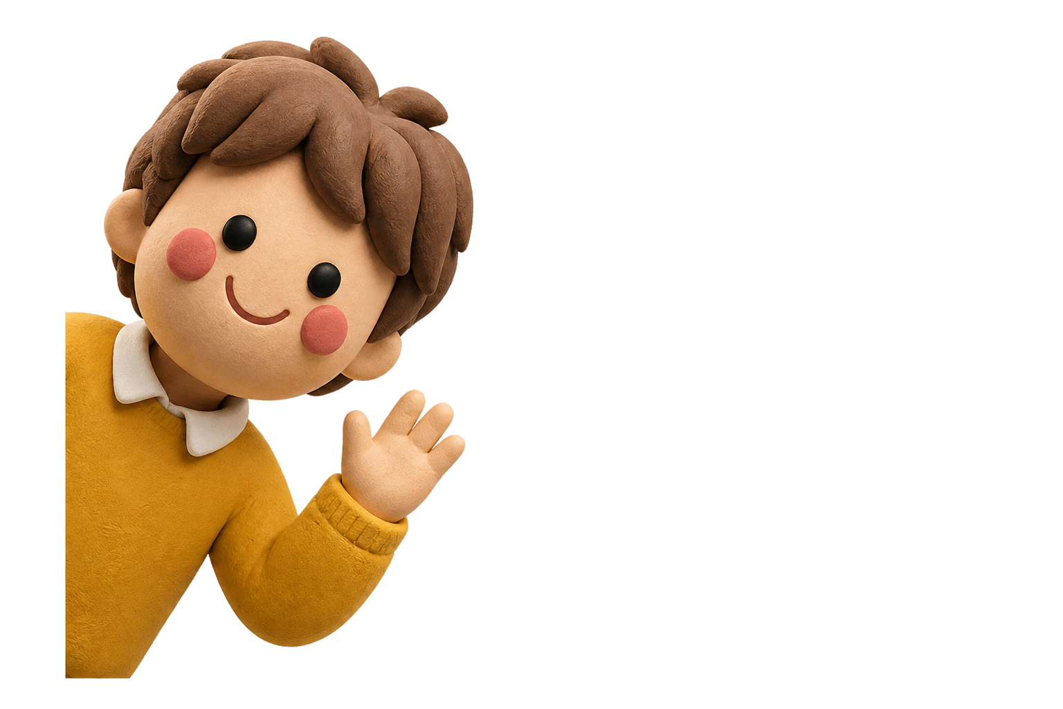 A friendly character waving hello